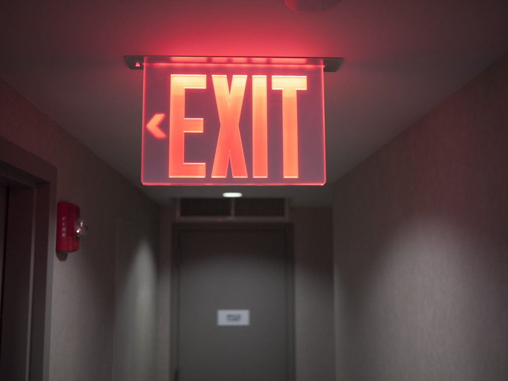 Glowing,Red,Exit,Sign.